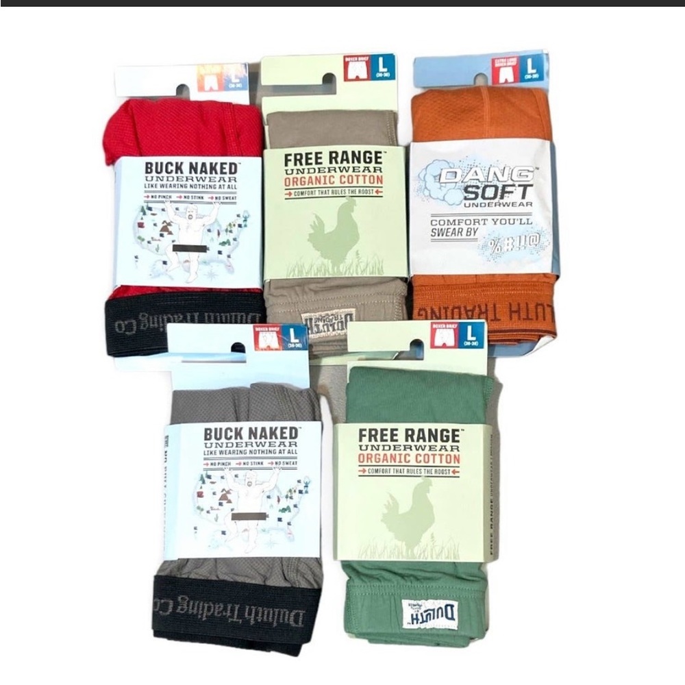 5 pair of new Men’s Duluth Trading Boxer Briefs. Size Large